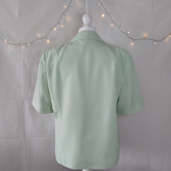 Vintage Lime Green Short Sleeve Single Breasted Blazer Size 18 *Flawed See Pics - Picture 6 of 9